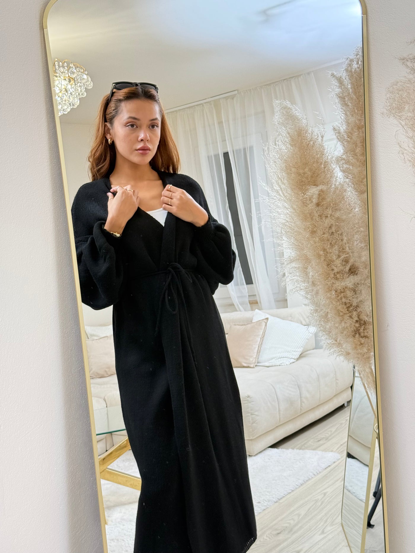 Wickel-Strickkleid Lang