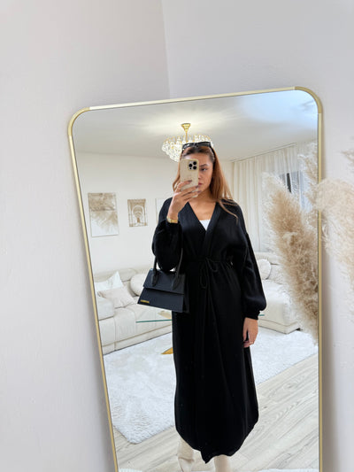 Wickel-Strickkleid Lang