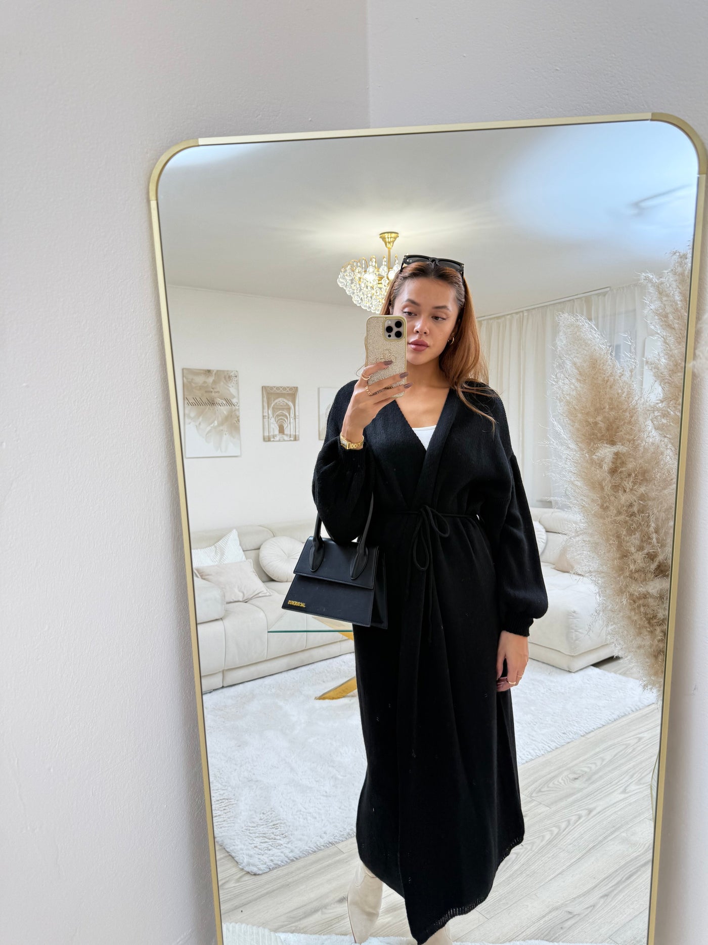 Wickel-Strickkleid Lang