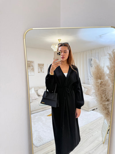 Wickel-Strickkleid Lang