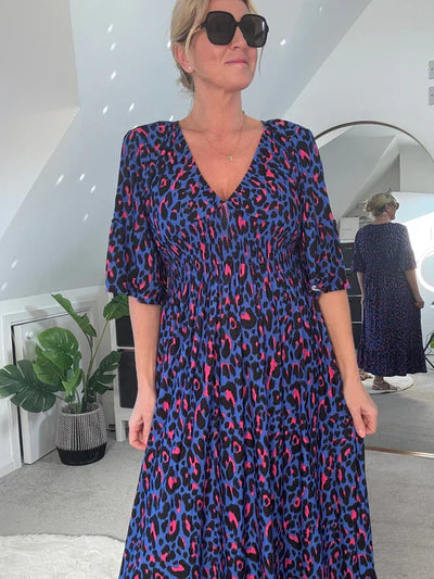 Zoya | Leoparden-Rüschenkleid mit Taillenbetonung