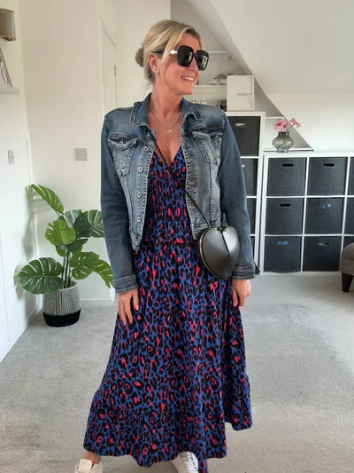 Becca | Kleid mit Falten und Leopardenmuster