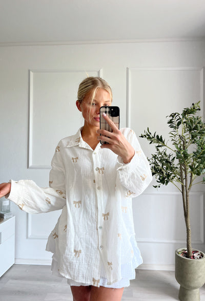 Musselin Bluse mit Schleifen-Print