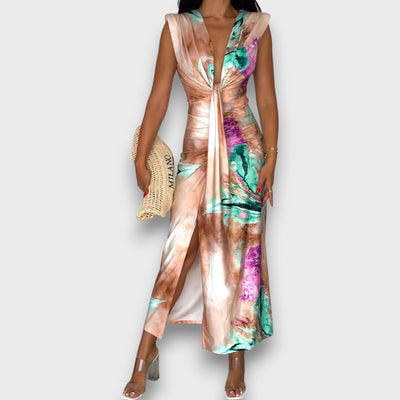 Celinne – Drapiertes Kleid mit Marmorprint