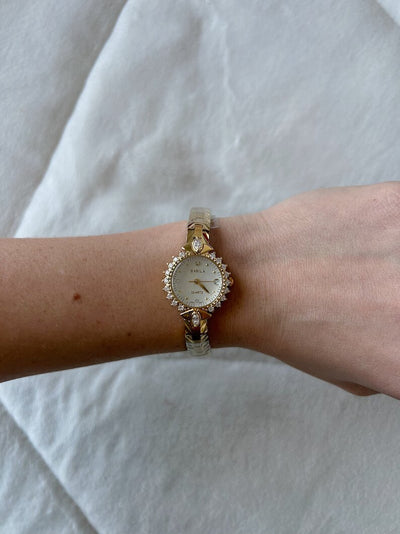 Vintage Messing Runde Damen Armbanduhr