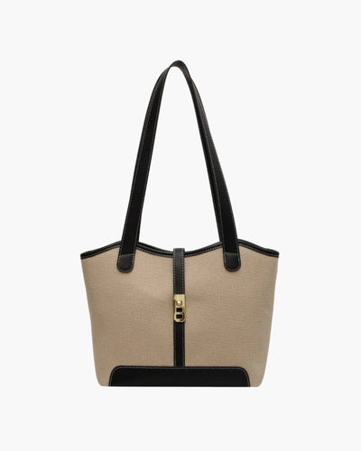 Amelia | Canvas Schulter Handtasche mit Lederdetails & Drehverschluss
