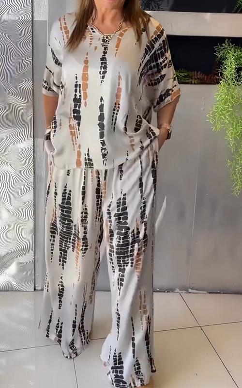 Elegantes Damen Satinanzug Set Rundhals