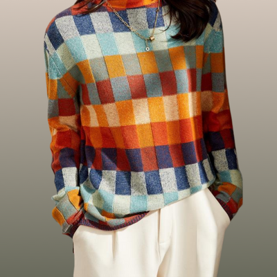 Erika | Patchwork Rollkragenpullover Damen Design