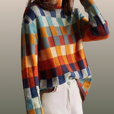 Erika | Patchwork Rollkragenpullover Damen Design