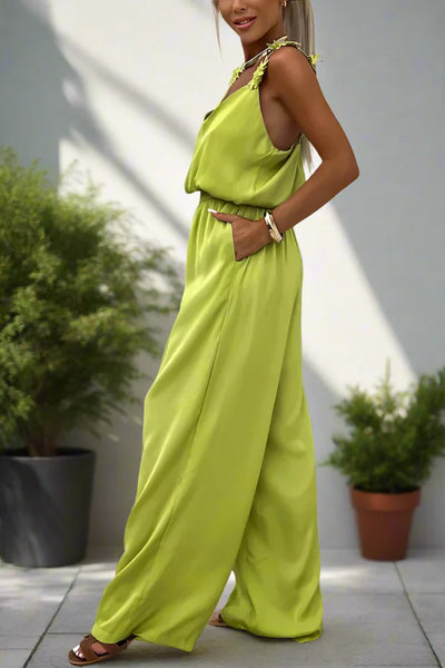 Sommerlicher Vintage Ärmellos Weites Bein Damen Jumpsuit