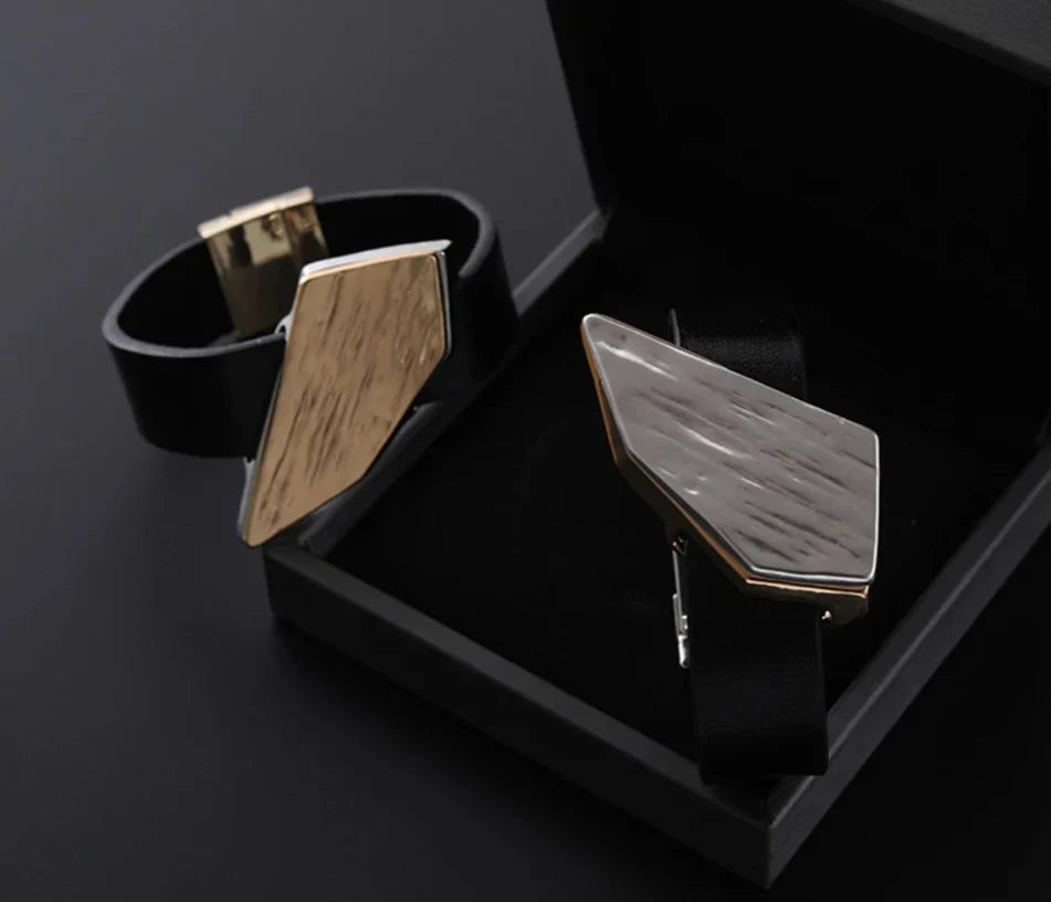Geometrisches Damen Armreif Vintage Punk Style mit Magnetverschluss