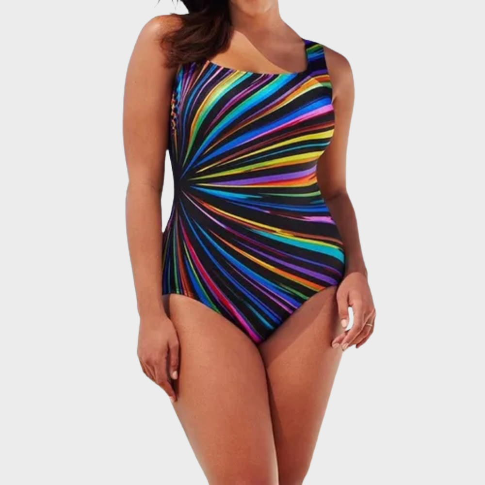 Franziska - Verspielt Badeanzug mit Lebhaften Farben und Streifen