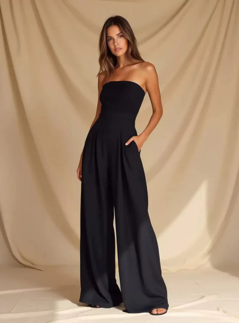 Eleganter trägerloser Jumpsuit für Damen – Weit geschnitten für den Sommer