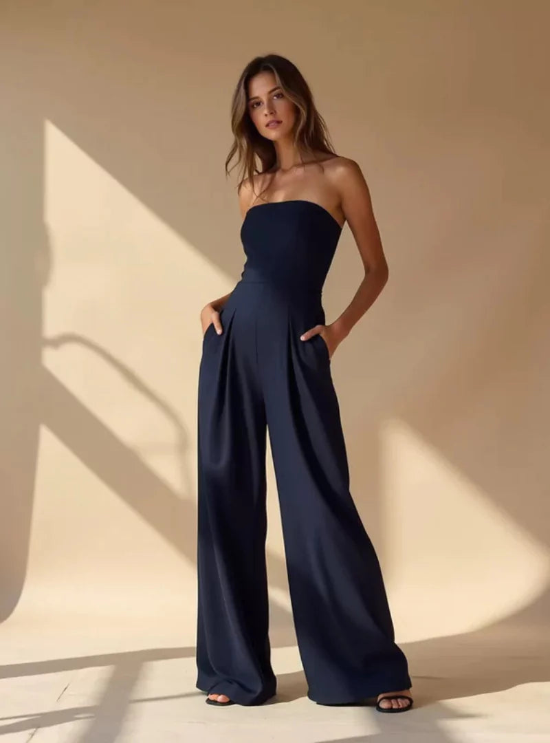 Eleganter trägerloser Jumpsuit für Damen – Weit geschnitten für den Sommer