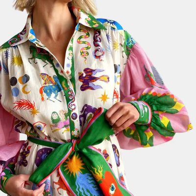 Delphina Maxi Kleid - Italienisches Design, Elegante Fließende Stoffe, Leuchtende Farben