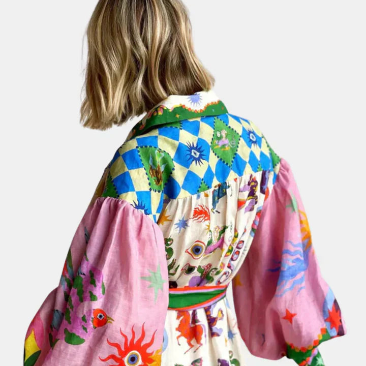 Delphina Maxi Kleid - Italienisches Design, Elegante Fließende Stoffe, Leuchtende Farben