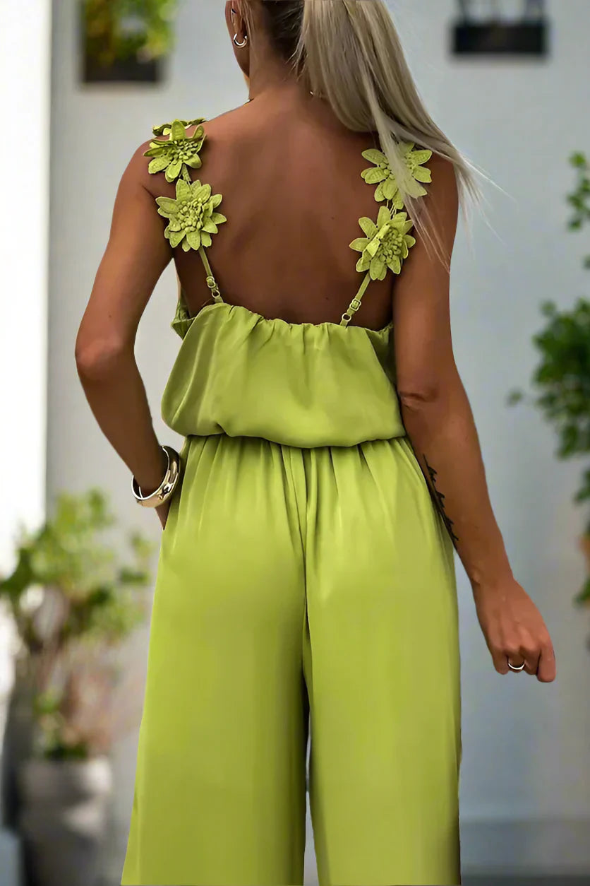 Sommerlicher Vintage Ärmellos Weites Bein Damen Jumpsuit