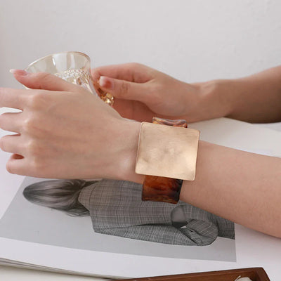 Geometrischer Damen Armreif Chunky Design Harz Gold Silber