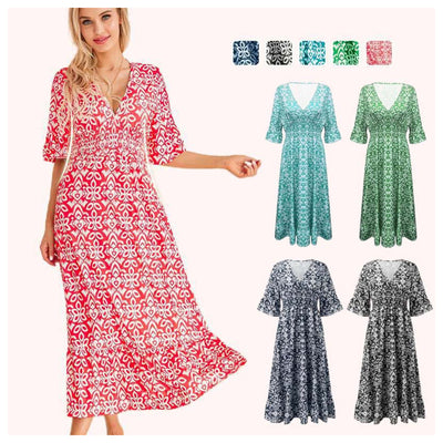 Annie | Blumiges Kleid mit Spitzausschnitt in lockerer Passform