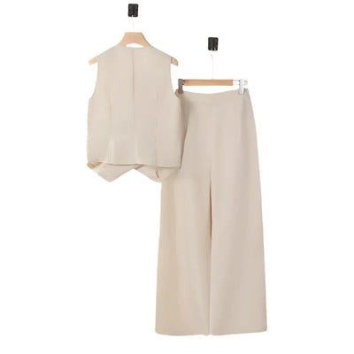 Elegantes Vintage Damen Zweiteiler Set mit weitem Bein