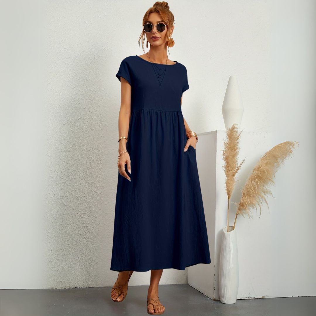 Kaliyah | Damen Maxikleid mit Rundhals