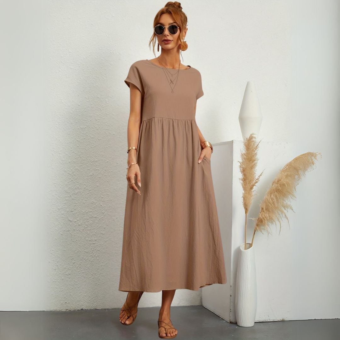 Kaliyah | Damen Maxikleid mit Rundhals