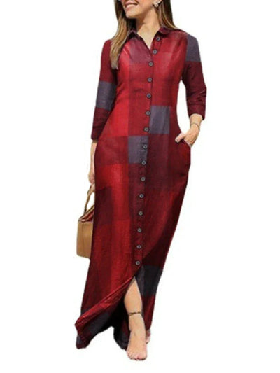 Sommerkleid aus Baumwolle und Leinen mit Karomuster –   Mia