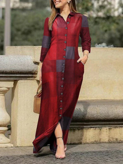 Sommerkleid aus Baumwolle und Leinen mit Karomuster –   Mia