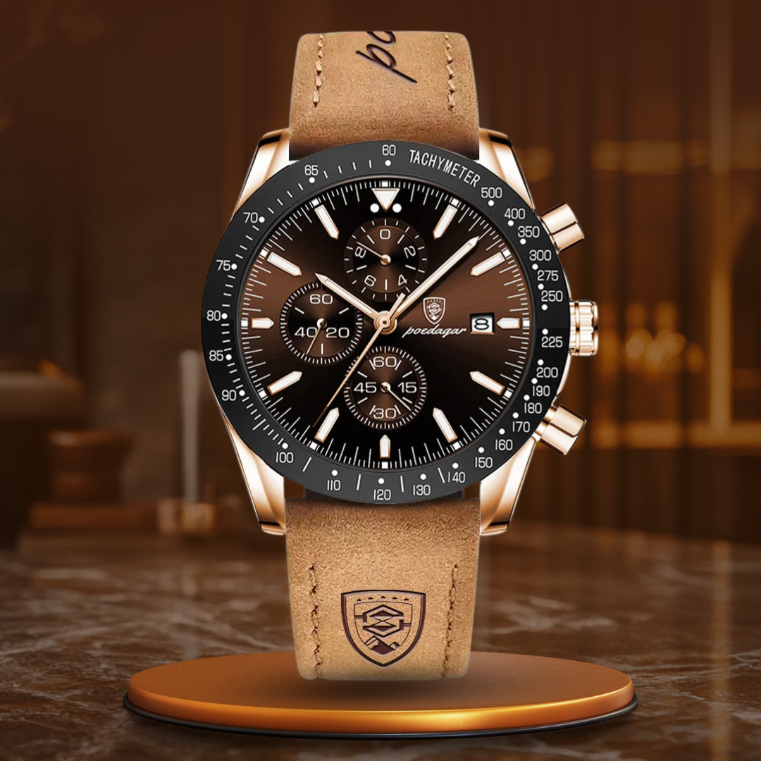 Premium Chronograph Uhr Mit Leuchtdatum, Wasserdicht, Stoßfest, Elegantes Design