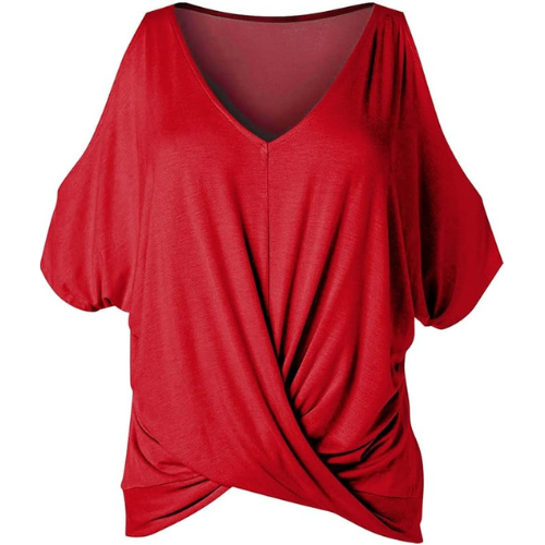 Schulterfreies V-Ausschnitt Damen Oberteil