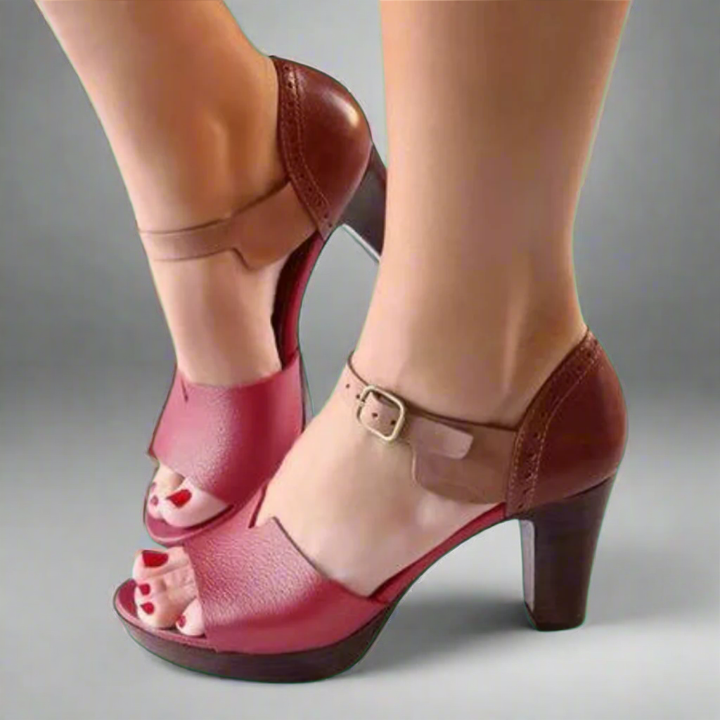 Elegante Damen Sandaletten mit Blockabsatz und Schnallenverschluss