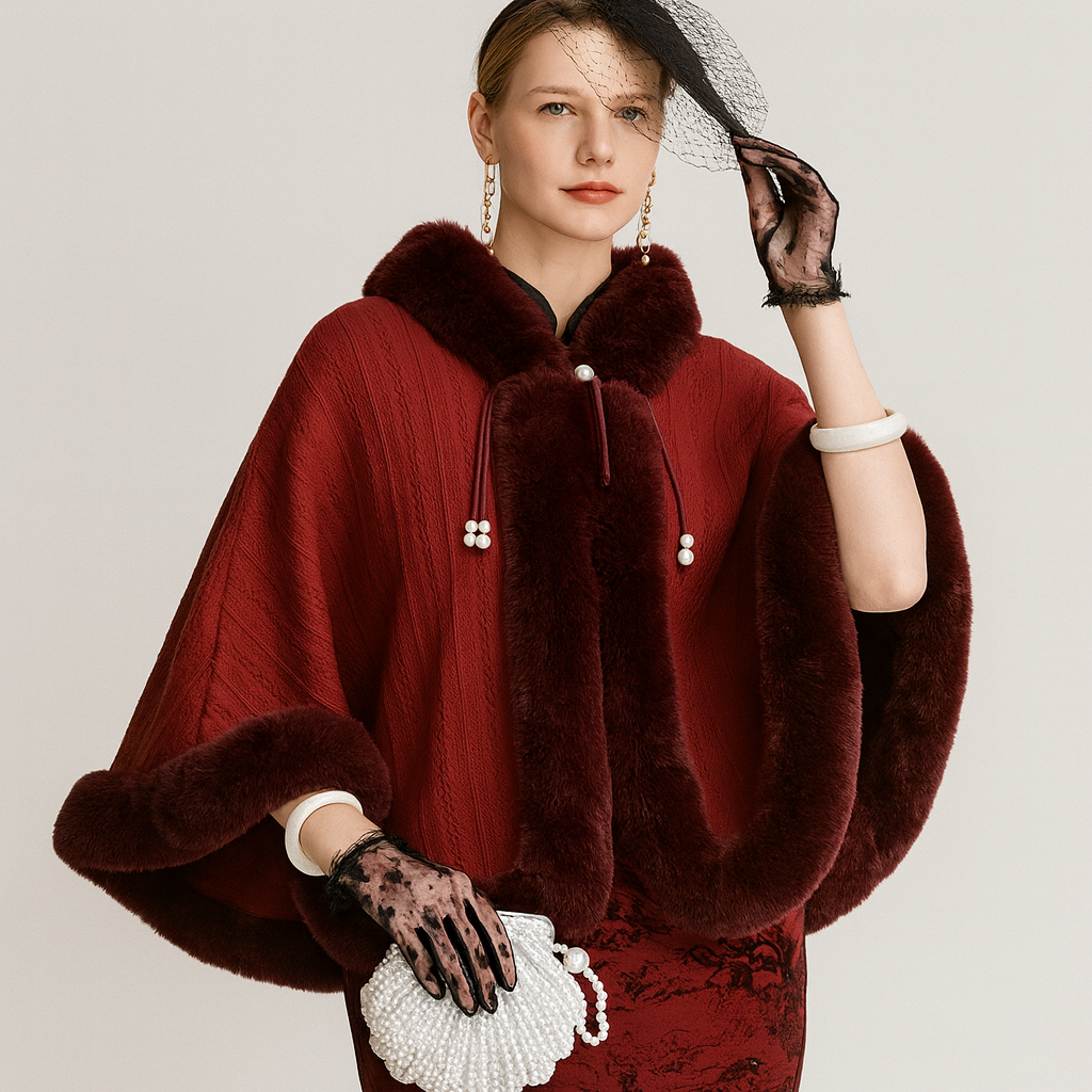 Marcelline | Perlenbesetzter Winter-Quastenumhang