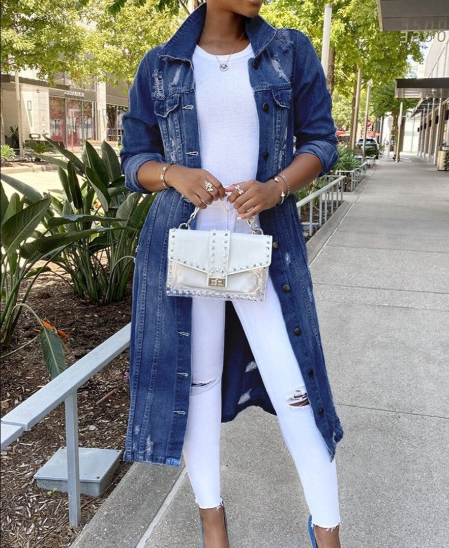 Lange Jacke mit Knöpfen für Damen