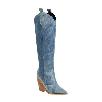 Sarah | Modische Blaue Overknee Stiefel