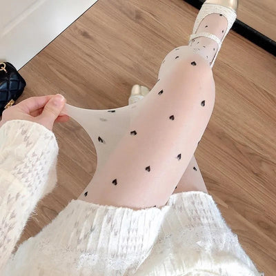 Leah | Modische Strumpfhosen mit Herz und Punktmuster