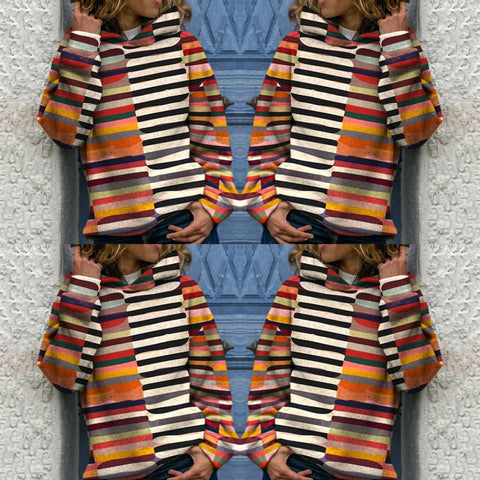 Jitka | Trendy mehrfarbiger Damen-Kapuzenpullover