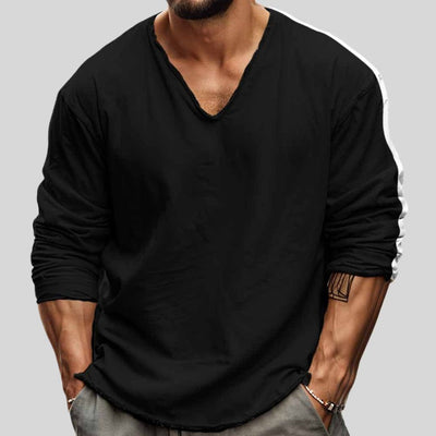 Dino | Langarm-Hemd mit tiefem V-Ausschnitt für Männer