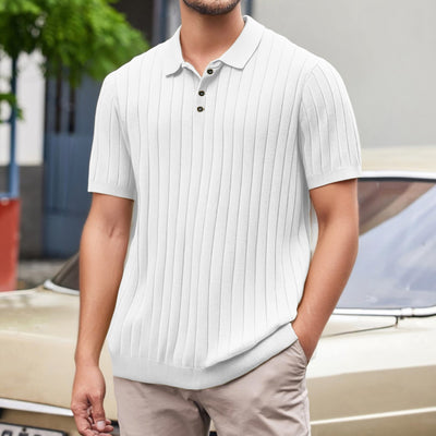 Isaak Ribbed Polo Shirt mit Kurzarm