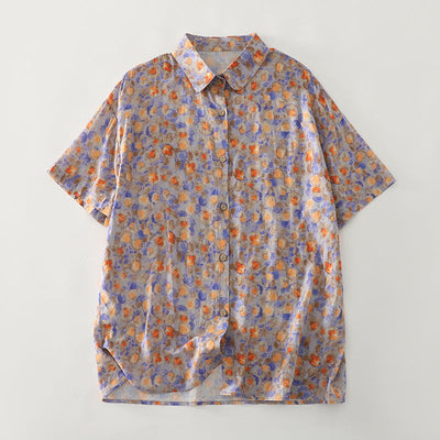 Damen Kurzarmhemd mit floralem Design und lockerer Passform Fudus