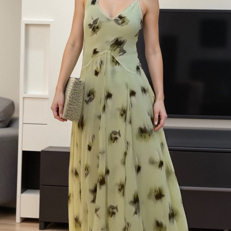 Damen Maxikleid mit elegantem Rückenausschnitt und fließendem Schnitt Fudus