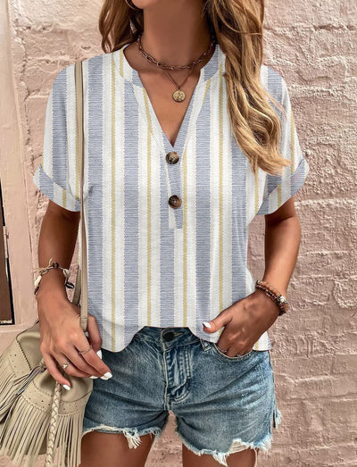 Damen Kurzarmbluse mit floralem Druck Fudus