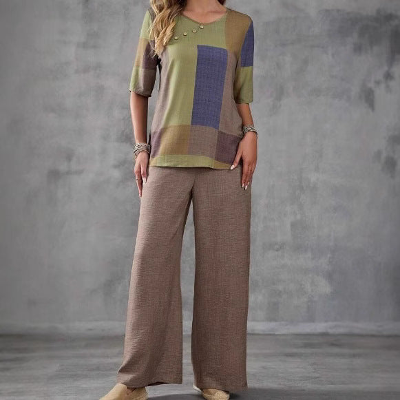 Damen Lässige weite Hose mit modischem Oberteil Fudus