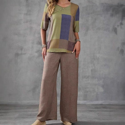 Damen Lässige weite Hose mit modischem Oberteil Fudus