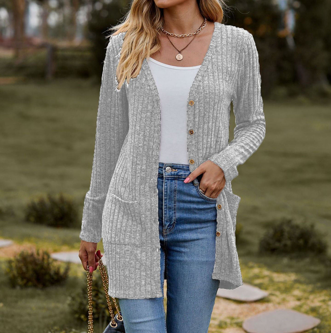 Damen Langmodischer Cardigan Fudus