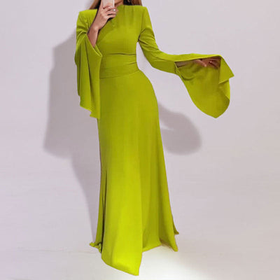 Damen elegantes Maxikleid mit fließenden Ärmeln Fudus