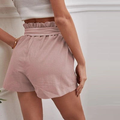 Einfarbige lässige Shorts aus Baumwolle und Leinen – Emma