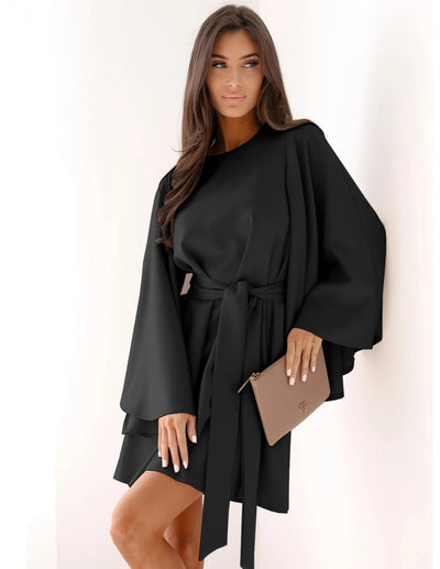 Damen Modisches Cocktailkleid mit elegantem Kimono-Design und Taillengürtel Fudus