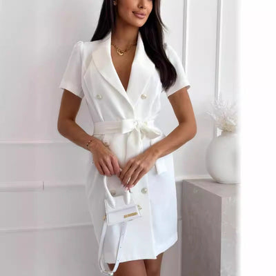 Damen Jumpsuit im eleganten Blazer-Stil mit Taillengürtel Fudus