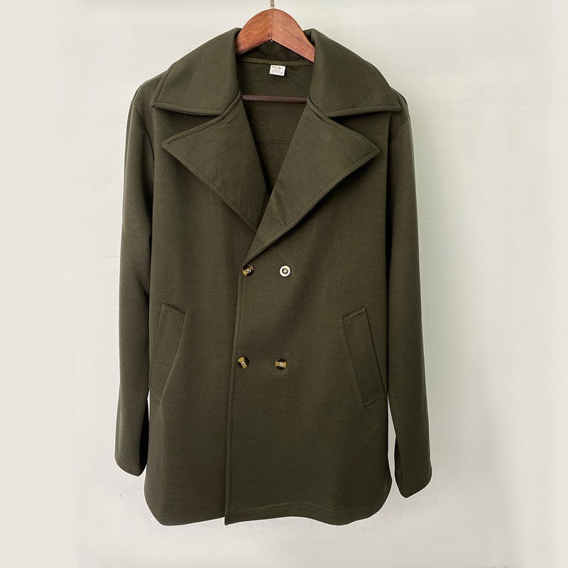 Herren eleganter Doppelreiher-Mantel mit hochwertiger Wolloberfläche Aliams