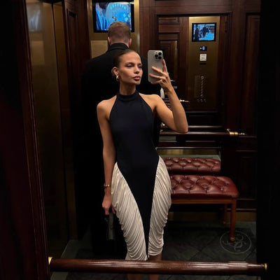 Damen Maxikleid mit innovativem Raffungdesign Fudus